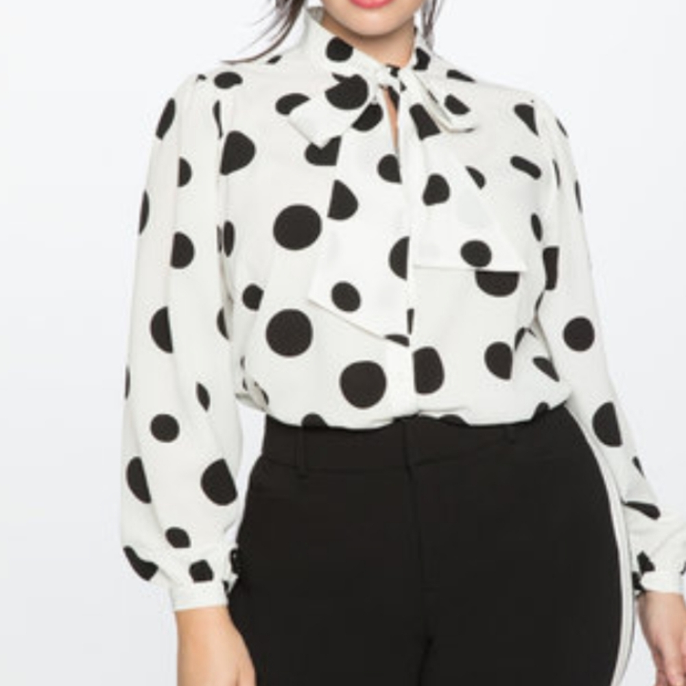 Brand New Polka dot Tie Neck Blouse